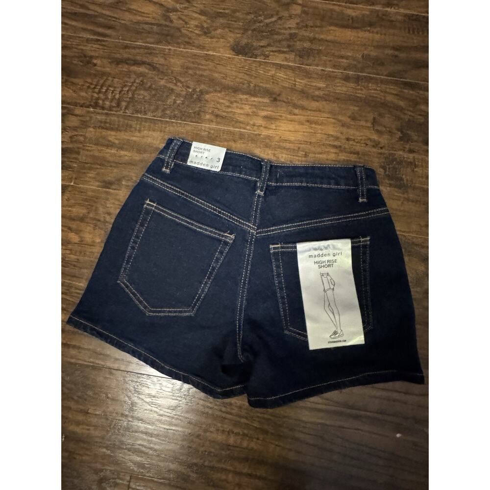 Madden Girl Shorts Women's Size 3 High Rise Denim Jean Shorts Dark Wash Blue